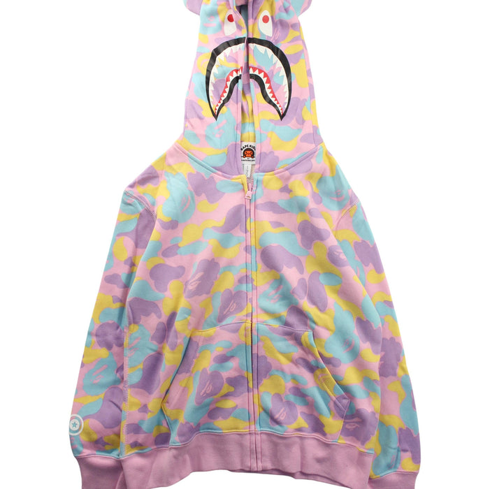 A Pink Zippered Sweatshirts from BAPE KIDS in size 7Y for girl. (Front View)