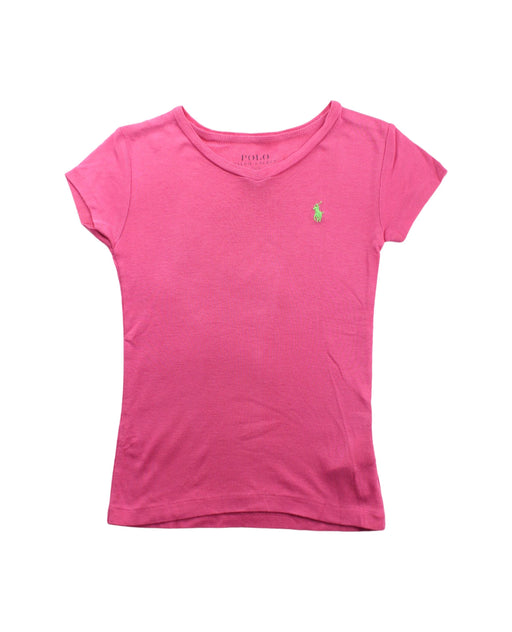 A Pink Short Sleeve T Shirts from Polo Ralph Lauren in size 5T for girl. (Front View)