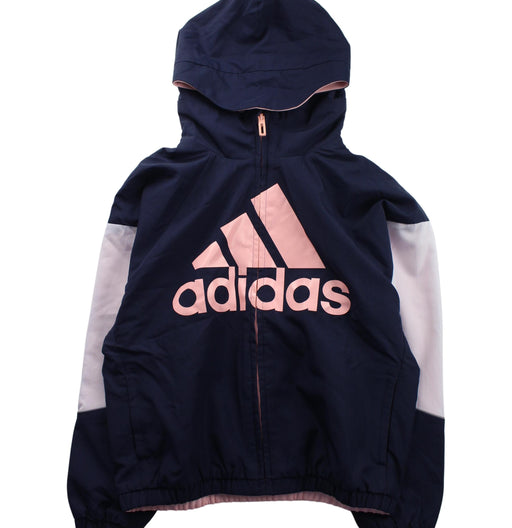 A Blue Lightweight Jackets from Adidas in size 10Y for neutral. (Front View)