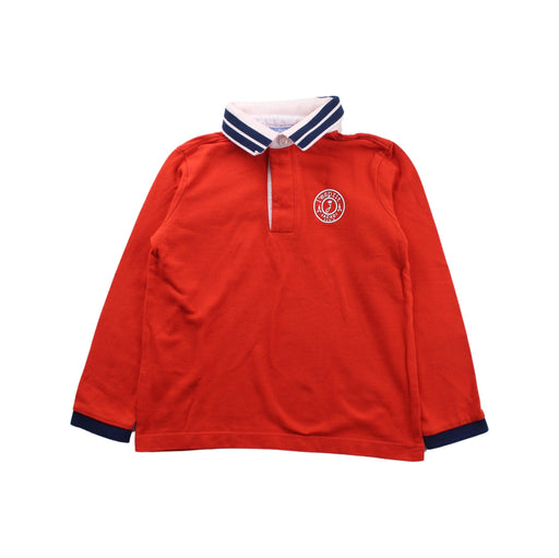 A Red Long Sleeve Polos from Jacadi in size 4T for boy. (Front View)