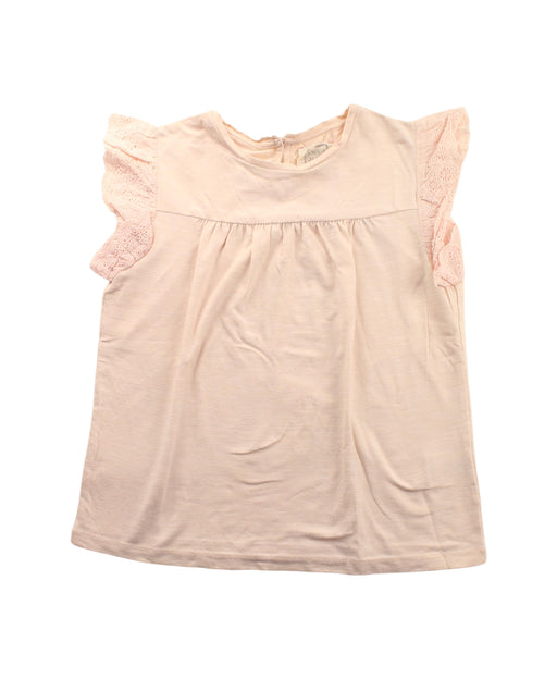 A Beige Short Sleeve Tops from Bonheur du Jour in size 6T for girl. (Front View)