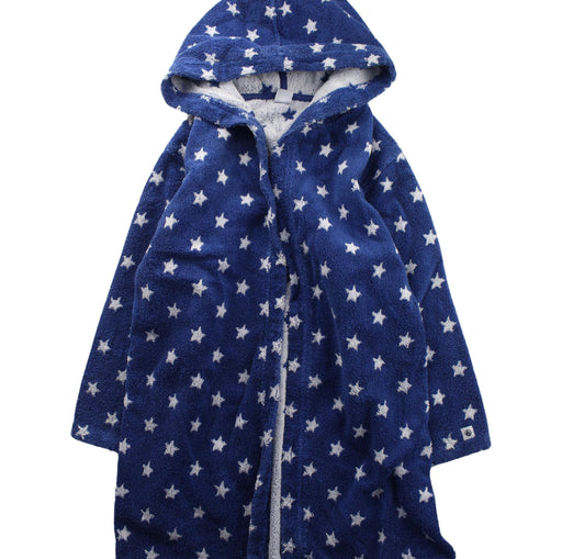 A Blue Bathrobes from Petit Bateau in size 8Y for boy. (Front View)