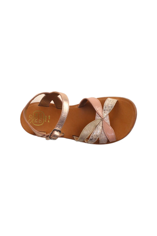 A Brown Sandals from Pom d’Api in size 7Y for girl. (Front View)