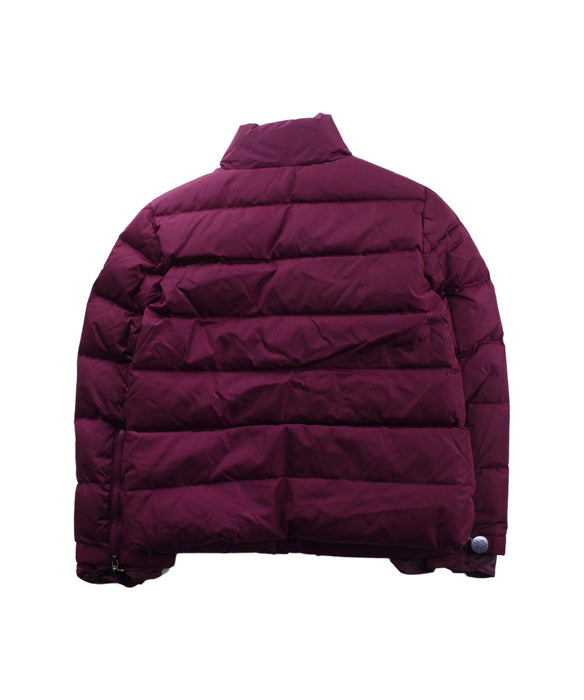A Burgundy Puffer/Quilted Jackets from Moncler in size 4T for girl. (Back View)
