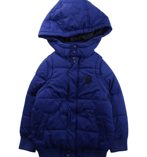 A Blue Puffer/Quilted Jackets from Jacadi in size 4T for boy. (Front View)