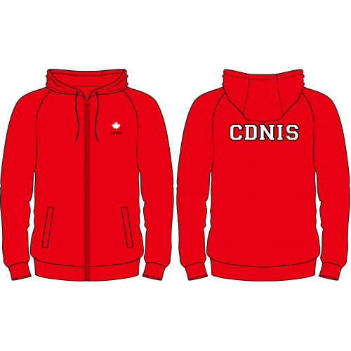 A Red Hooded Sweatshirts from CDNIS in size 2T for neutral. (Front View)