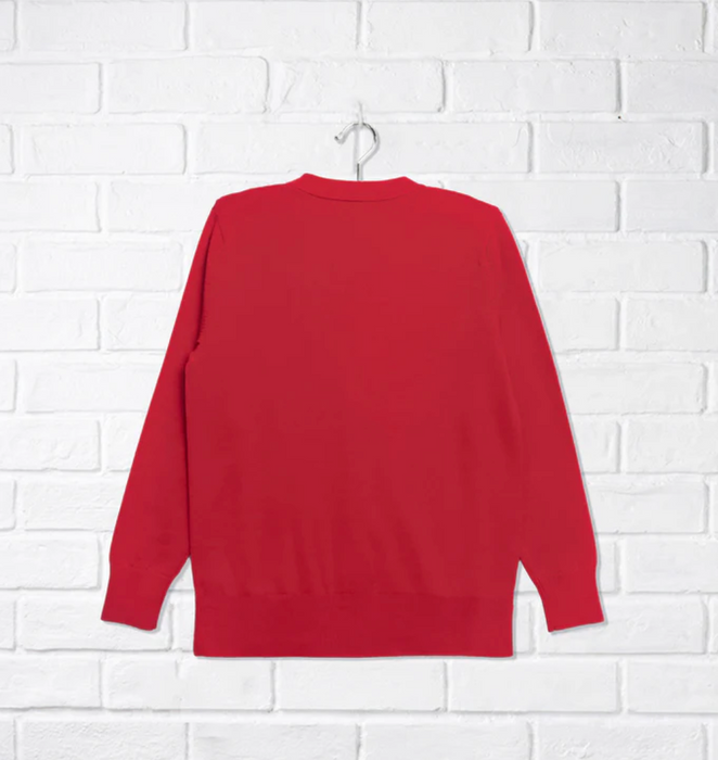 A Red Cardigans from CDNIS in size 2T for neutral. (Back View)