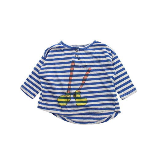A Blue Long Sleeve T Shirts from Bobo Choses in size 6-12M for girl. (Front View)