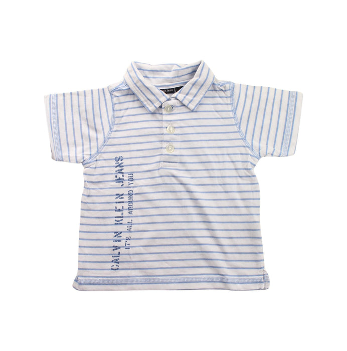 A Blue Short Sleeve Polos from Calvin Klein in size 6-12M for boy. (Front View)
