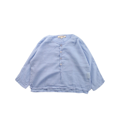 A Blue Long Sleeve Tops from Caramel in size 6-12M for girl. (Front View)