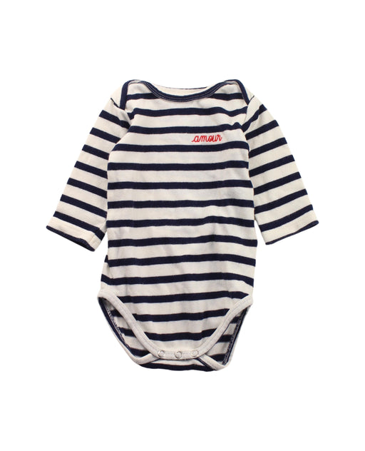 A Blue Long Sleeve Bodysuits from Maison Labiche in size 3-6M for boy. (Front View)