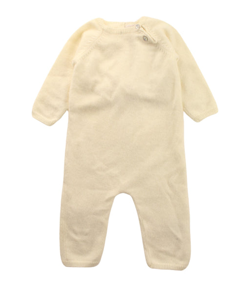 A Ivory Long Sleeve Jumpsuits from Les Enfantines in size 0-3M for girl. (Front View)
