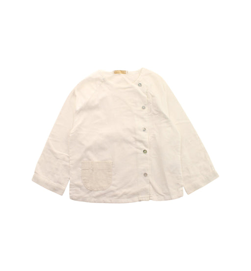 A White Long Sleeve Shirts from Les Enfantines in size 6-12M for girl. (Front View)
