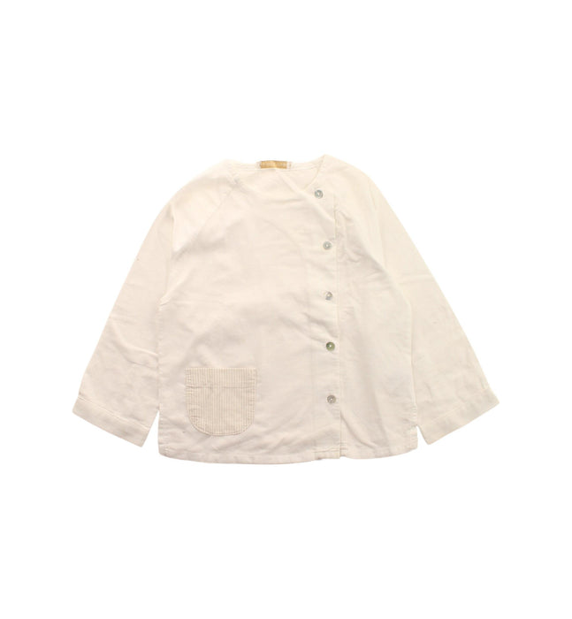 A White Long Sleeve Shirts from Les Enfantines in size 6-12M for girl. (Front View)