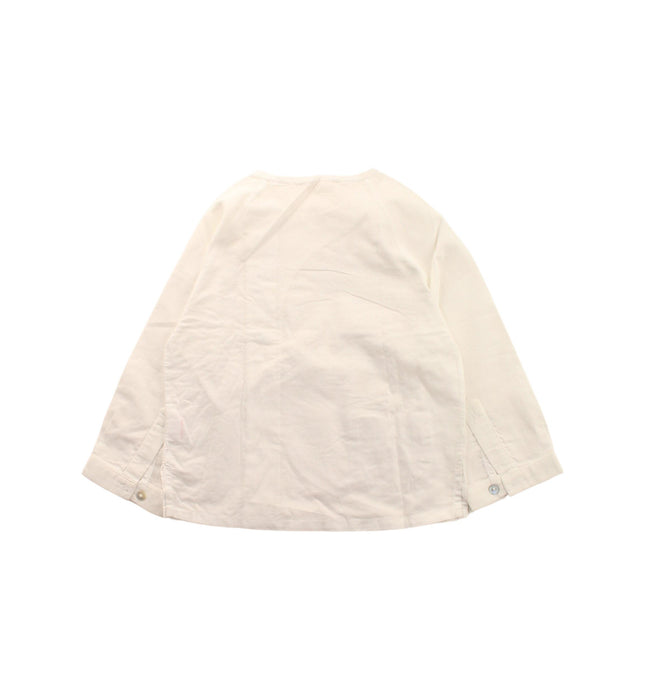 A White Long Sleeve Shirts from Les Enfantines in size 6-12M for girl. (Back View)