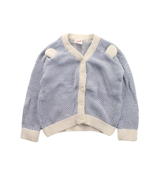 A Blue Cardigans from Seed in size 6-12M for boy. (Front View)