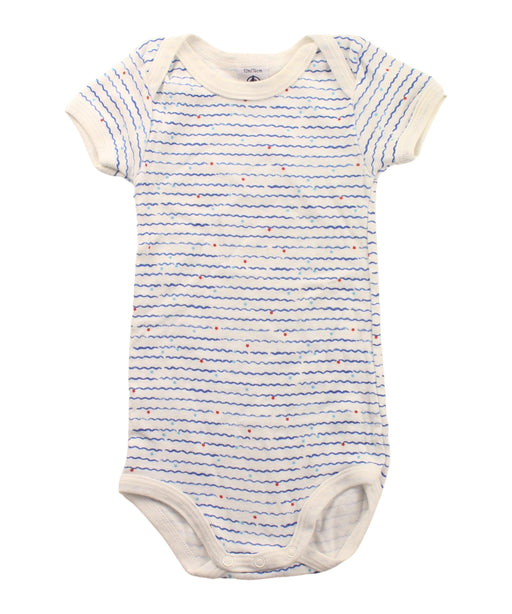 A Blue Short Sleeve Bodysuits from Petit Bateau in size 6-12M for boy. (Front View)