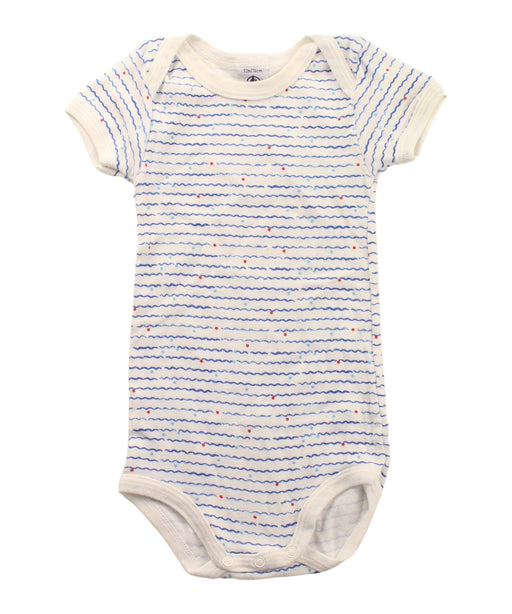 A Blue Short Sleeve Bodysuits from Petit Bateau in size 6-12M for boy. (Front View)