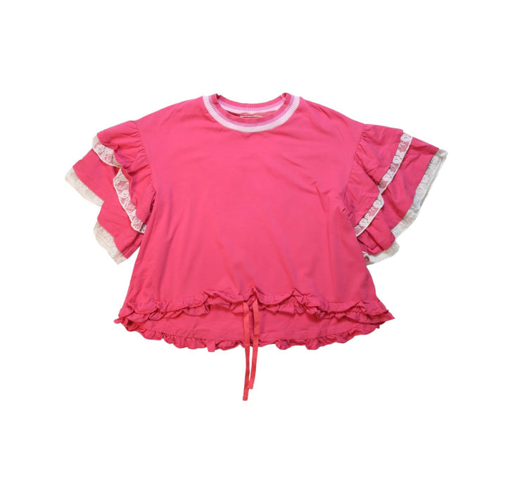 A Pink Short Sleeve Tops from As Know As Ponpoko in size 7Y for girl. (Front View)