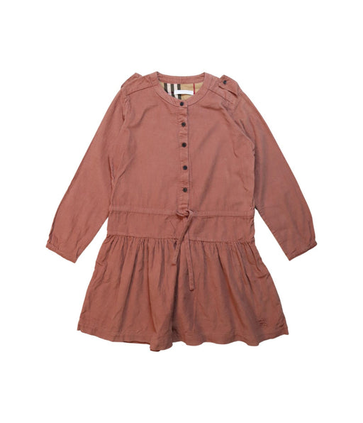 A Brown Long Sleeve Dresses from Burberry in size 8Y for girl. (Front View)