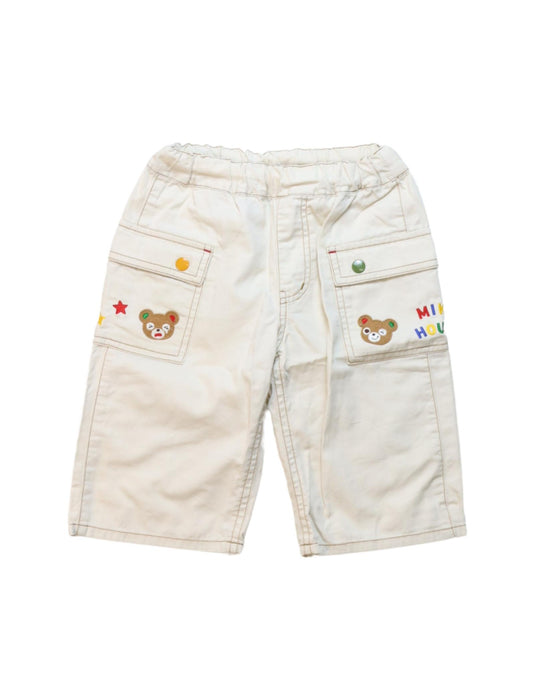 A White Shorts from Miki House in size 4T for boy. (Front View)
