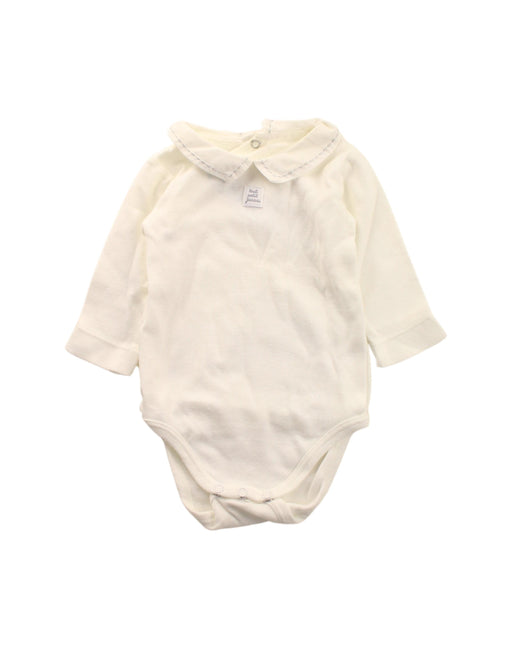A White Long Sleeve Bodysuits from Jacadi in size 0-3M for neutral. (Front View)