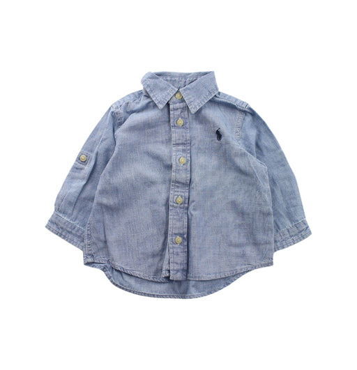 A Blue Lightweight Jackets from Ralph Lauren in size 3-6M for girl. (Front View)