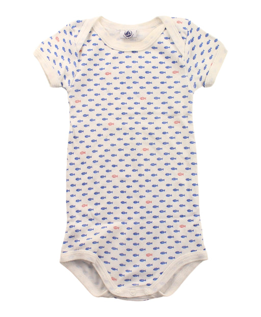 A Blue Short Sleeve Bodysuits from Petit Bateau in size 6-12M for boy. (Front View)