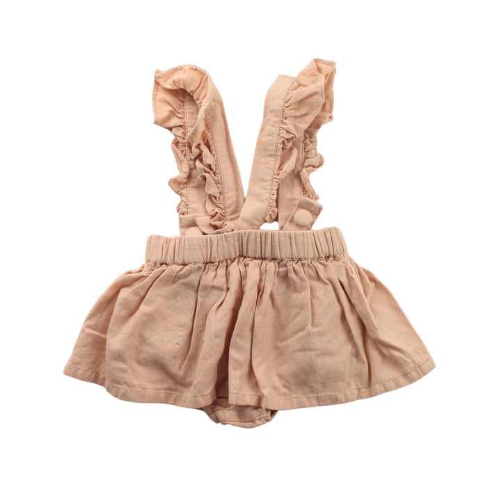 A Beige Overall Dresses from Louis Louise in size 3-6M for girl. (Back View)