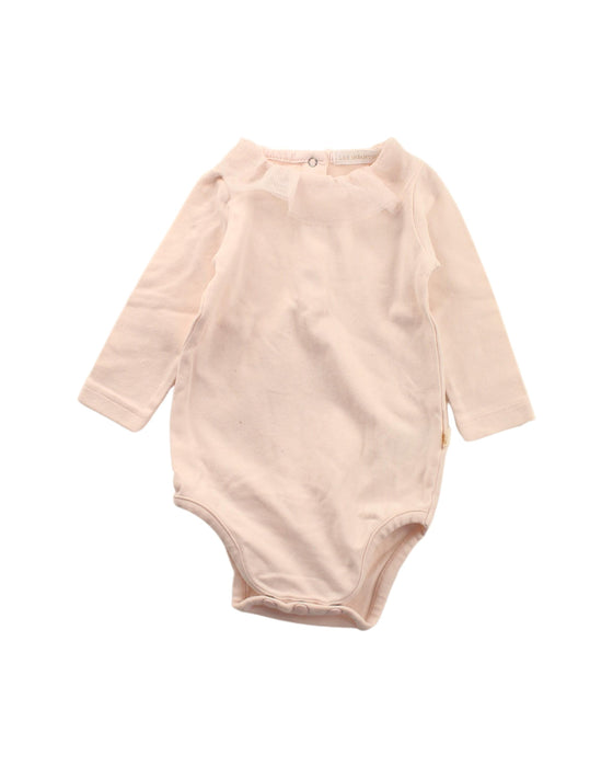 A Pink Long Sleeve Bodysuits from Les Enfantines in size 0-3M for girl. (Front View)