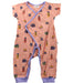 A Peach Short Sleeve Jumpsuits from Oeuf in size 3-6M for girl. (Front View)