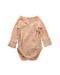 A Beige Long Sleeve Bodysuits from Quincy Mae in size 0-3M for neutral. (Front View)