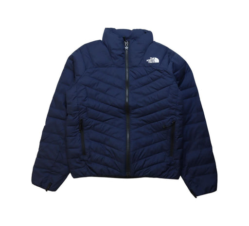 A Navy Puffer/Quilted Jackets from The North Face in size 10Y for neutral. (Front View)