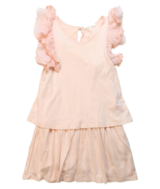 A Peach Short Sleeve Dresses from Chloe in size 8Y for girl. (Front View)