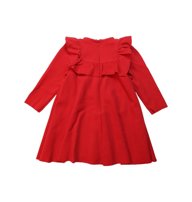 A Red Long Sleeve Dresses from Il Gufo in size 2T for girl. (Back View)