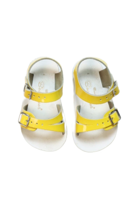 A Yellow Sandals from Sun-San in size 12-18M for girl. (Back View)