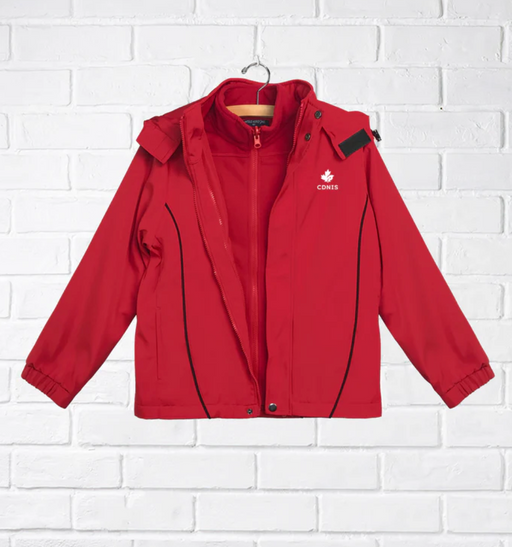 A Red Lightweight Jackets from CDNIS in size 4T for neutral. (Front View)
