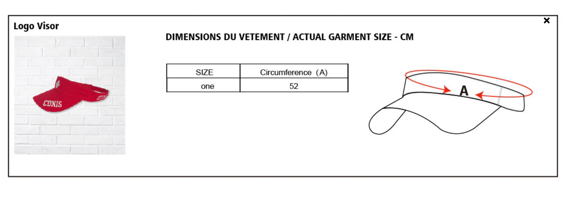 A Red Caps from CDNIS in size O/S for neutral. 