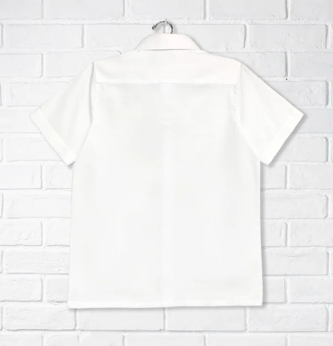A White Short Sleeve Shirts from CDNIS in size 4T for boy. (Back View)