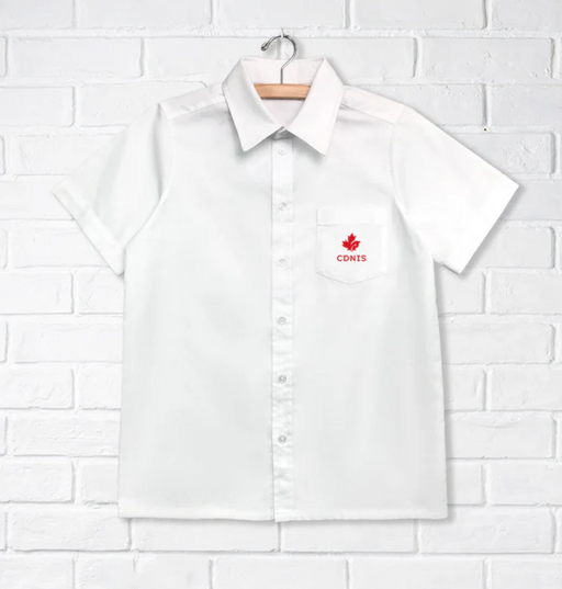 A White Short Sleeve Shirts from CDNIS in size 4T for boy. (Front View)