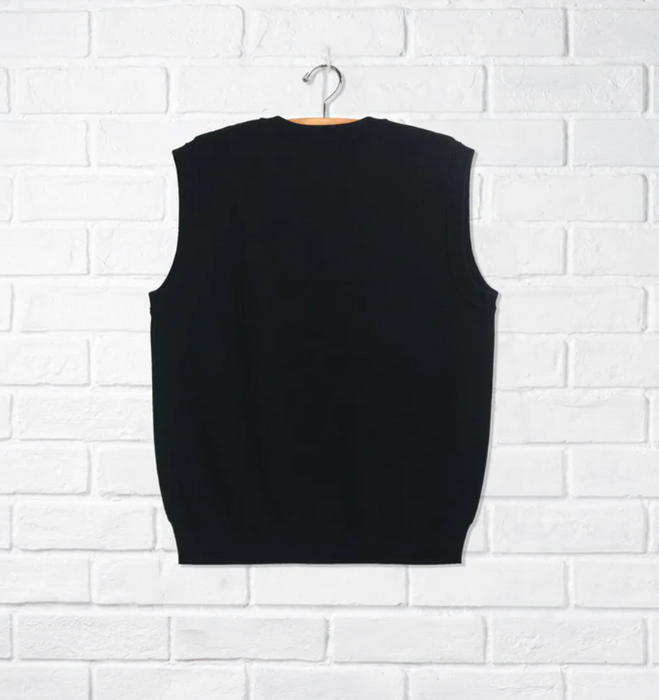 A Black Sweater Vests from CDNIS in size 4T for neutral. (Back View)