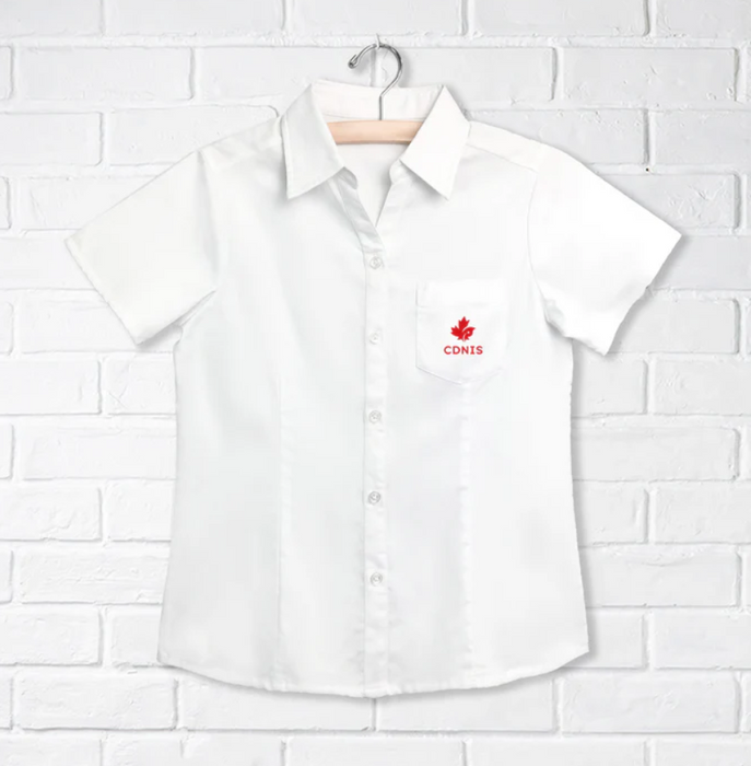 A White Short Sleeve Shirts from CDNIS in size 4T for girl. (Front View)