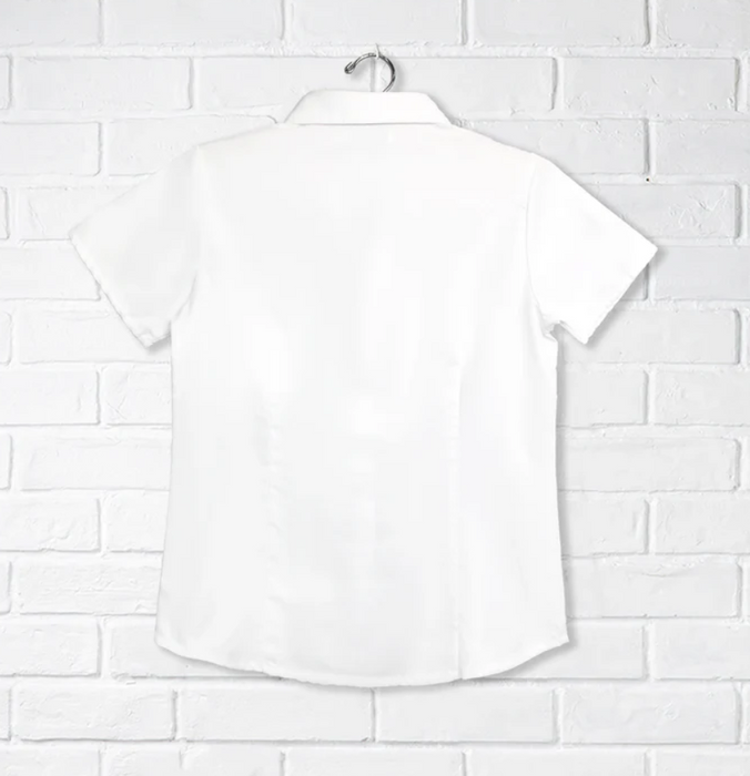 A White Short Sleeve Shirts from CDNIS in size 4T for girl. (Back View)