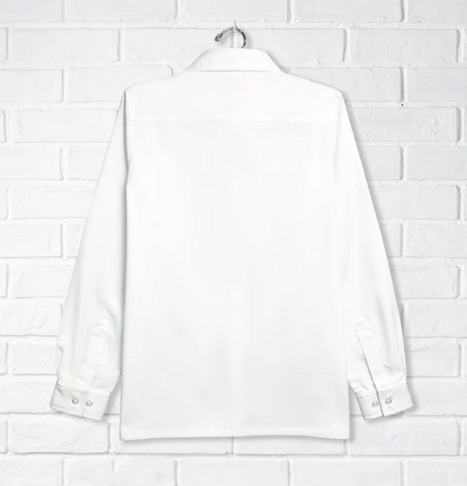 A White Long Sleeve Shirts from CDNIS in size 4T for boy. (Back View)