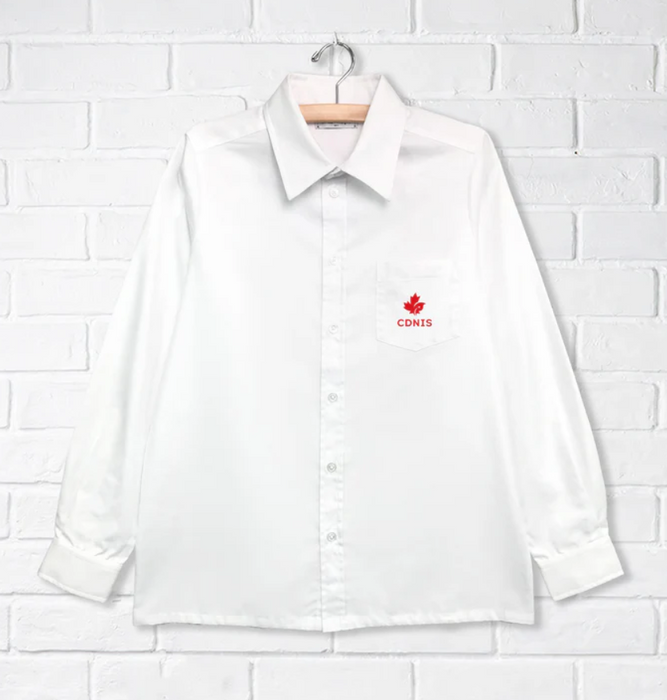 A White Long Sleeve Shirts from CDNIS in size 4T for boy. (Front View)