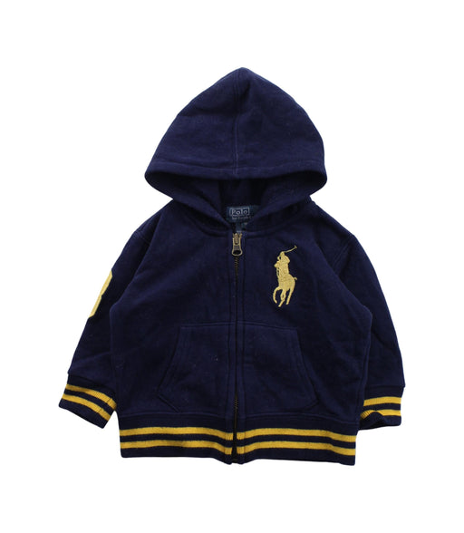 A Blue Zippered Sweatshirts from Polo Ralph Lauren in size 6-12M for boy. (Front View)