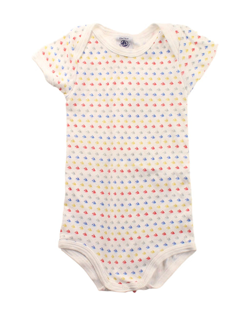 A White Short Sleeve Bodysuits from Petit Bateau in size 6-12M for neutral. (Front View)