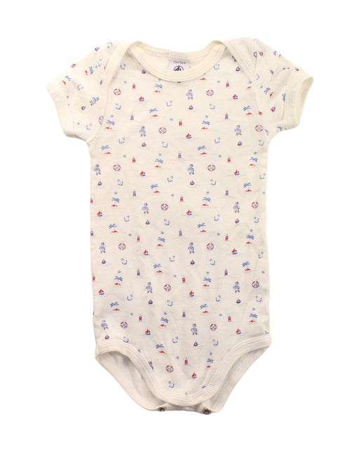 A White Short Sleeve Bodysuits from Petit Bateau in size 6-12M for boy. (Front View)
