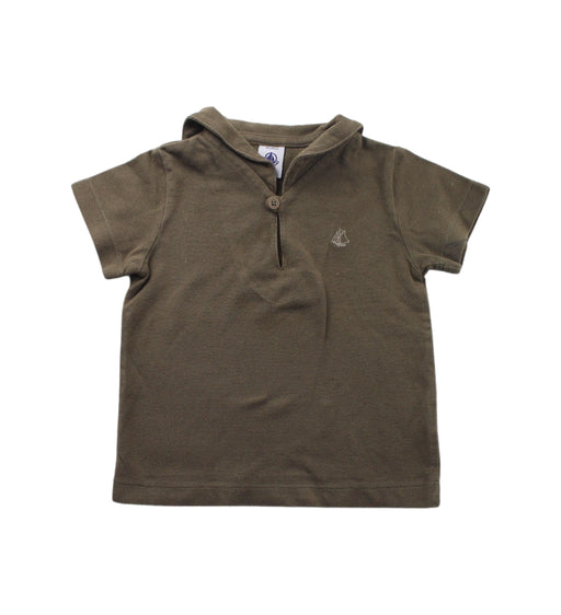 A Green Short Sleeve Polos from Petit Bateau in size 12-18M for boy. (Front View)