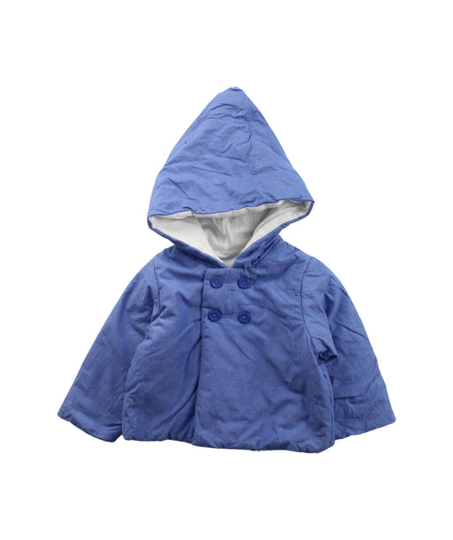 A Blue Coats from Petit Bateau in size 12-18M for girl. (Front View)